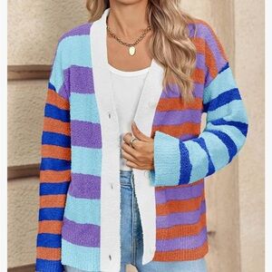Vibrant Striped Women's Cardigan